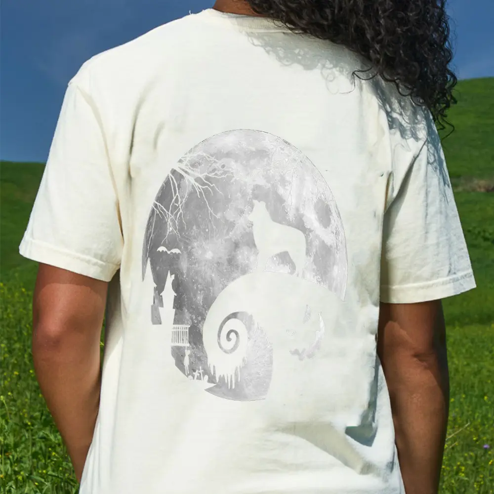 Border Collie Dog And Moon Halloween Costume Dog Lover T-Shirt - Cream
