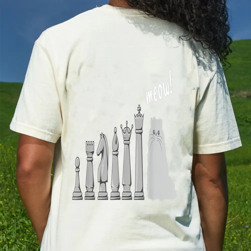 Cat Chess Pawn Meow Funny Chess Player T-Shirt - Cream