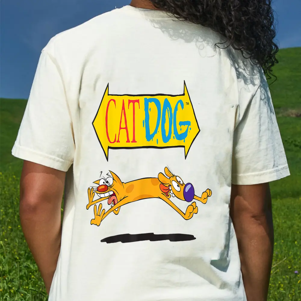 Cat Dog On Couch Nickelodeon T-Shirt - Cream