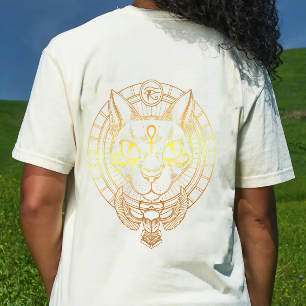 Cat Goddess Bastet Cat Egyptian T-Shirt - Cream