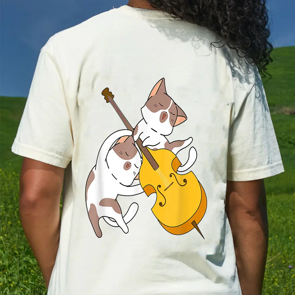 Cat Kitten Playing Cello Cat Lover Cello Player Cellist T-Shirt - Cream