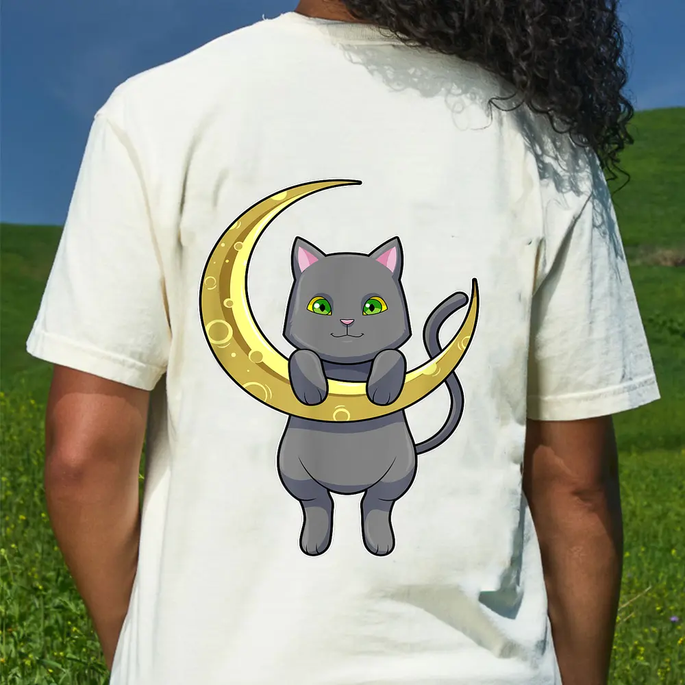 Cat Night Moon T-Shirt - Cream