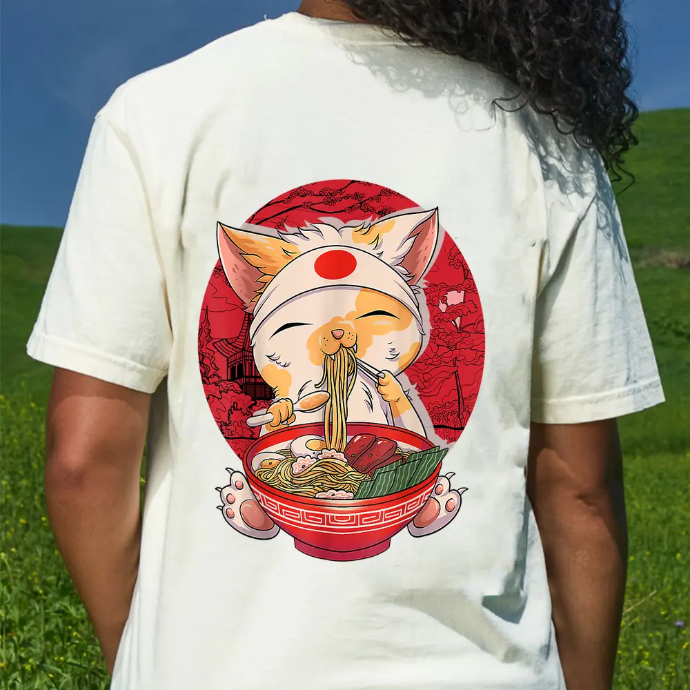Cat Ramen Kawaii Anime Japanese Food Girls Official Nager Ver 2 T-Shirt - Cream