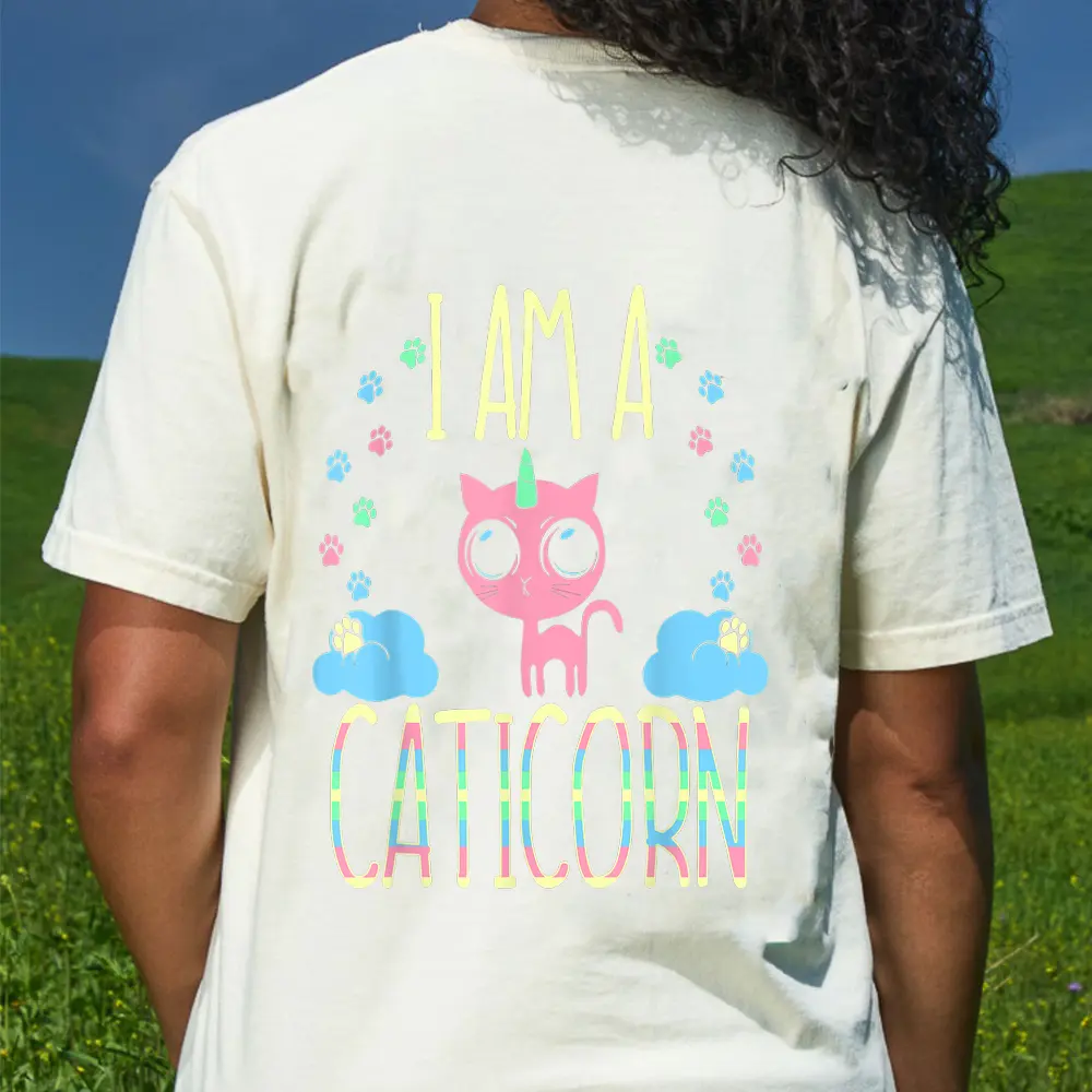 Caticorn Half Unicorn Half Cat Cute T-Shirt - Cream