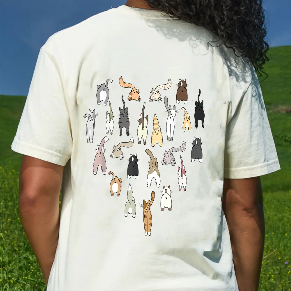 Cats Butt Heart Funny Cats Kitten Cat Owners T-Shirt - Cream