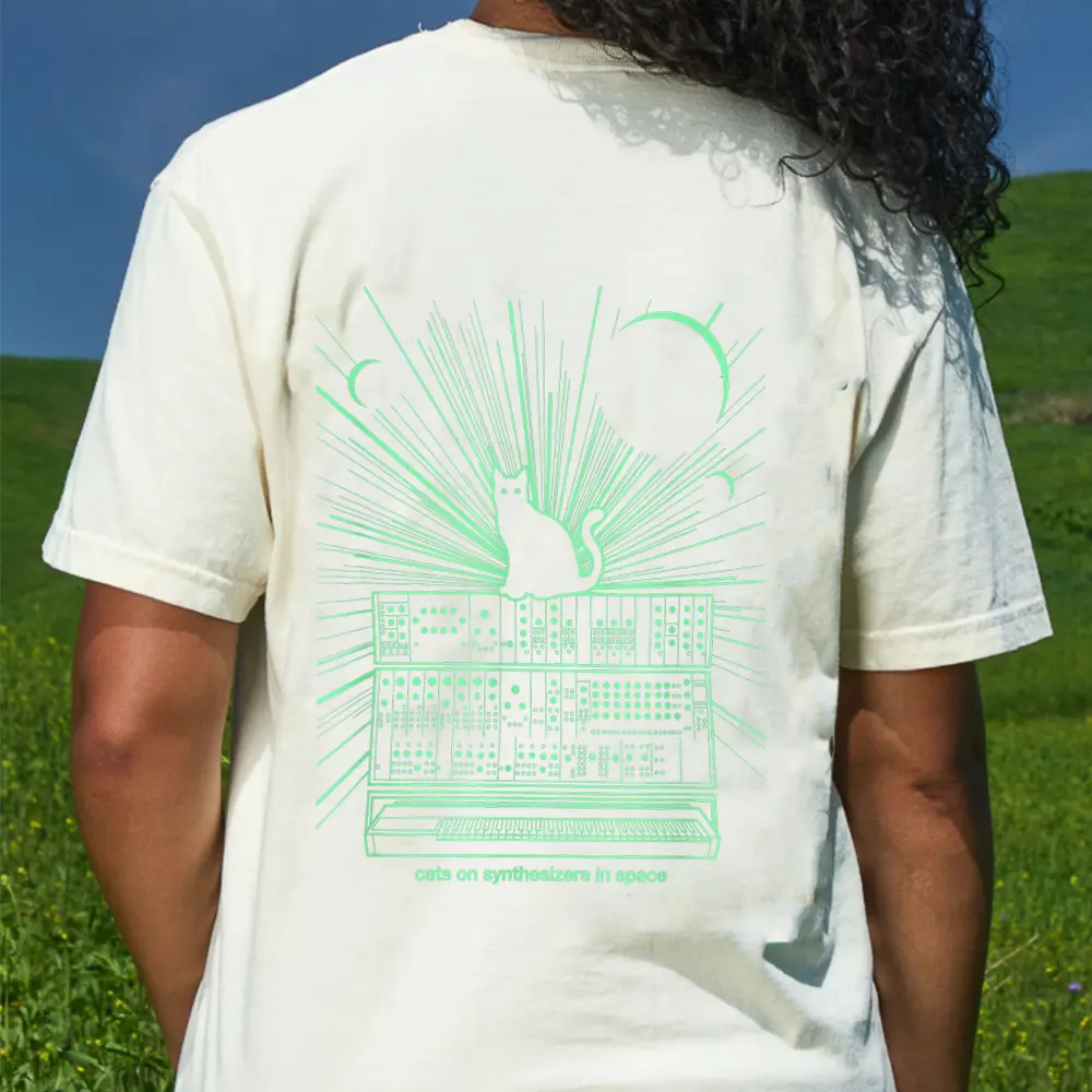 Cats On Synthesizers In Space T-Shirt - Cream
