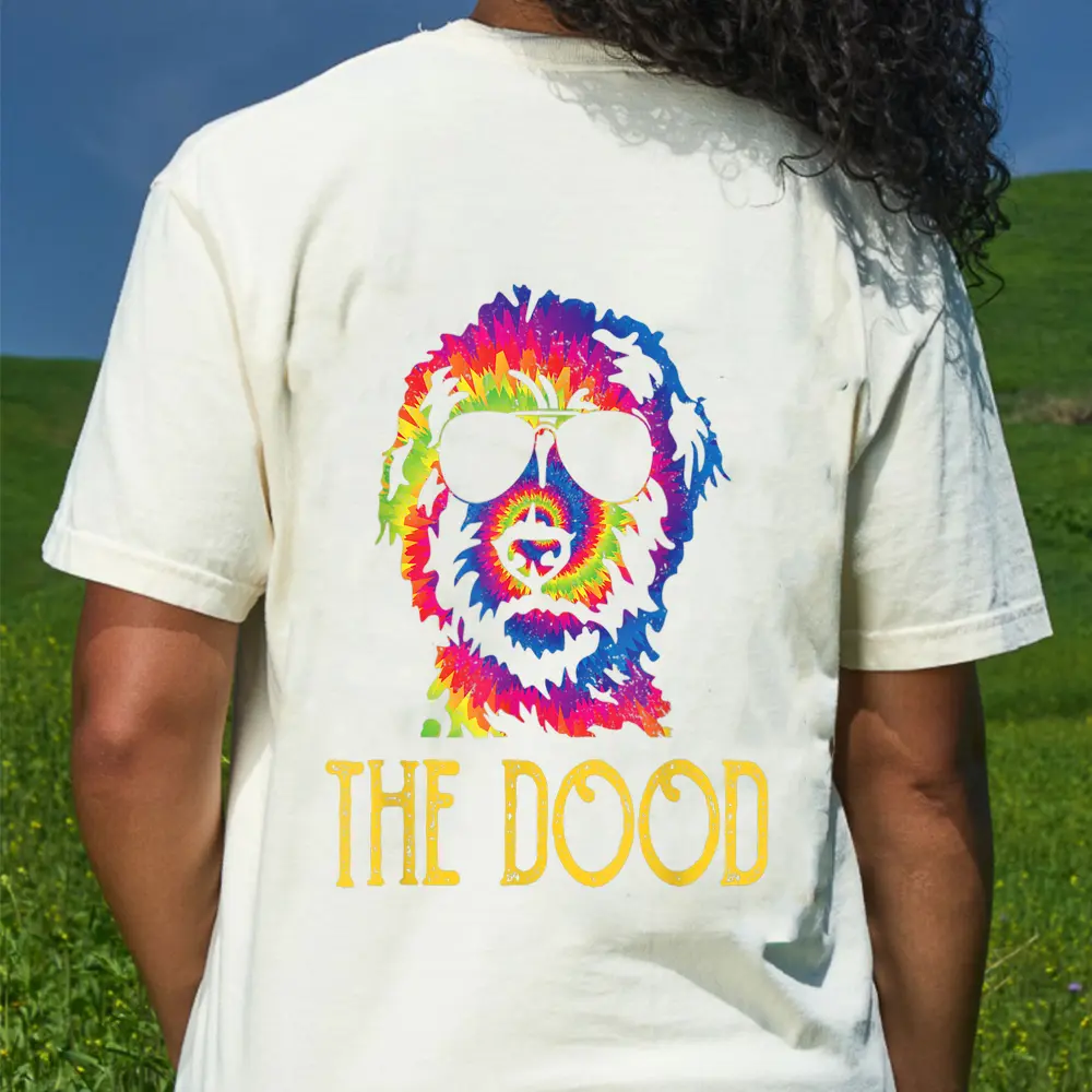 Tie Dye Best Doodle Dad Ever Goldendoodle Dog Dad T-Shirt - Cream