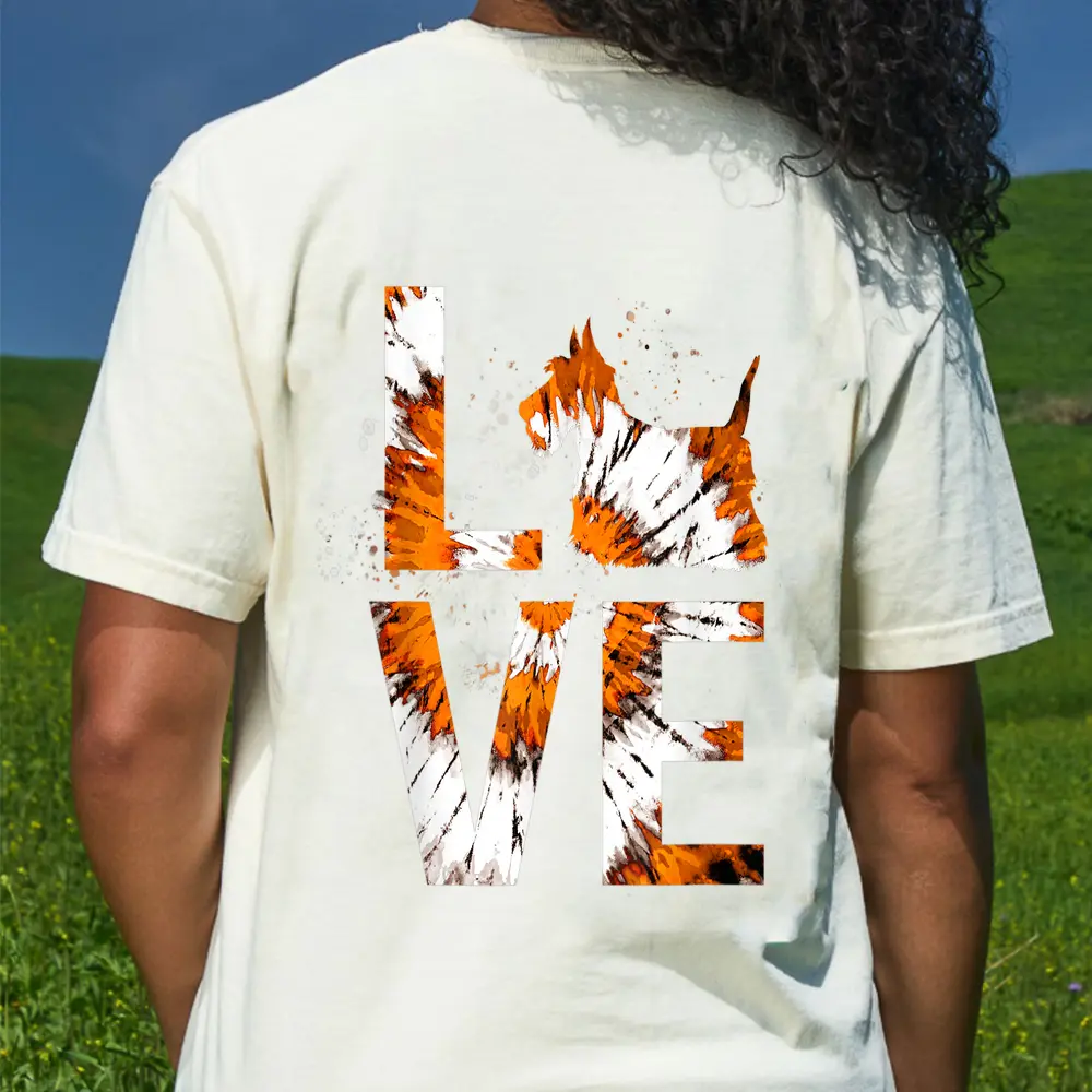 Tie Dye Scottie Witch Pumpkin Happy Halloween Costume T-Shirt - Cream