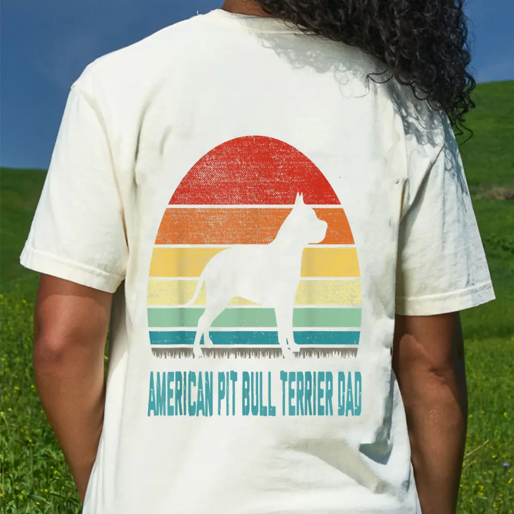Vintage American Pit Bull Terrier Dad - Dog Lover T-Shirt - Cream