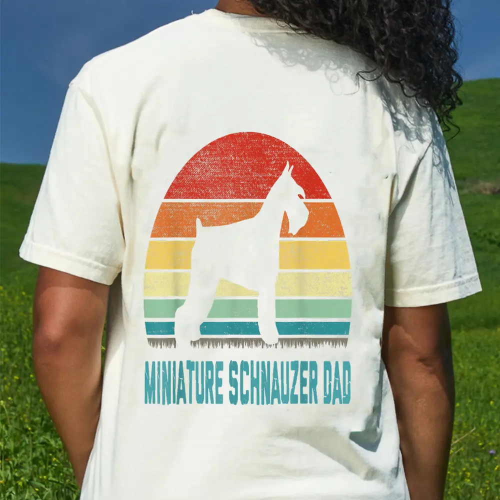 Vintage Miniature Schnauzer Dad - Dog Lover T-Shirt - Cream