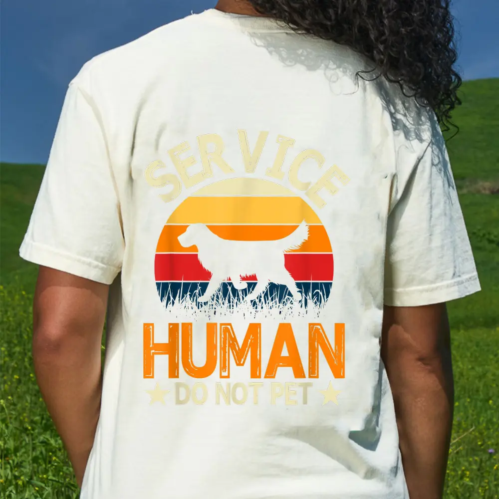 Vintage Service-Human Do Not Pet Funny Dog Lover T-Shirt - Cream