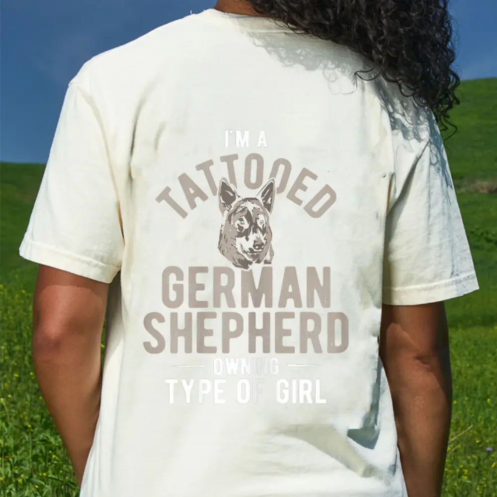 Womens Dog Tattooed Shepherd Owning Girl German Shepherd Ver 2 T-Shirt - Cream